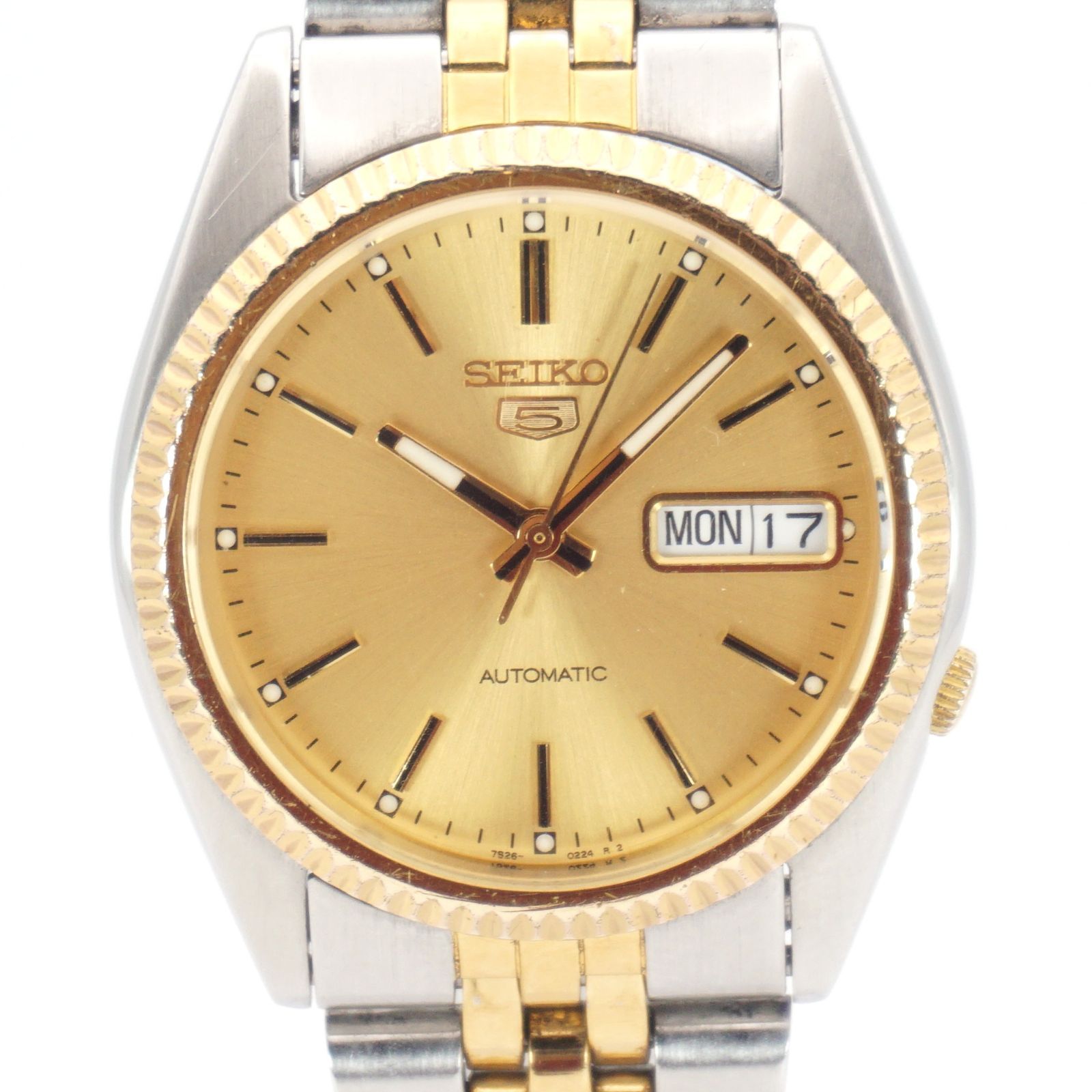 ⭐ SEIKO5 セイコー 7S26-3110 新品風防 自動巻き ゴールド文字盤