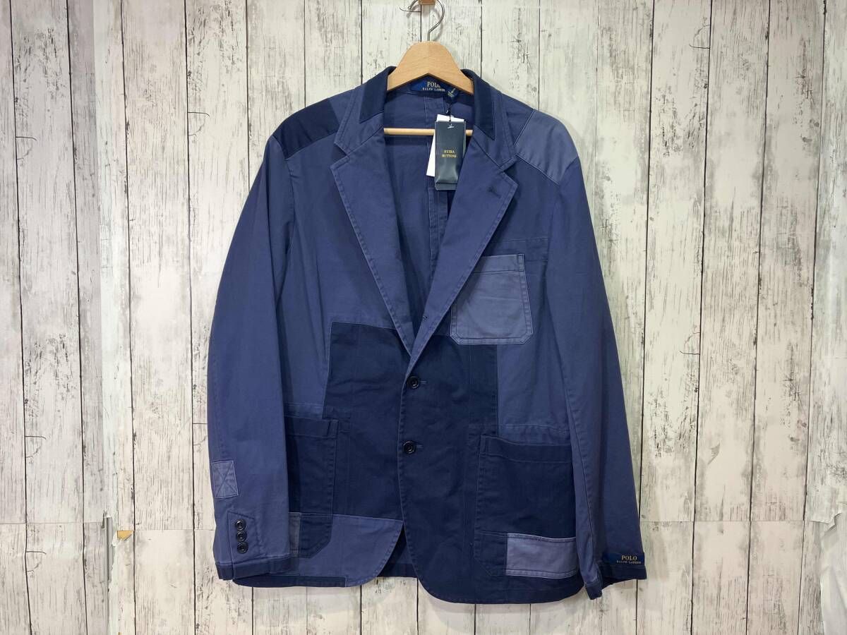 RALPH LAUREN ラルフローレン PATCHWORK パッチワーク コットン テーラードジャケット ネイビー Lサイズ ジャケット アメカジ