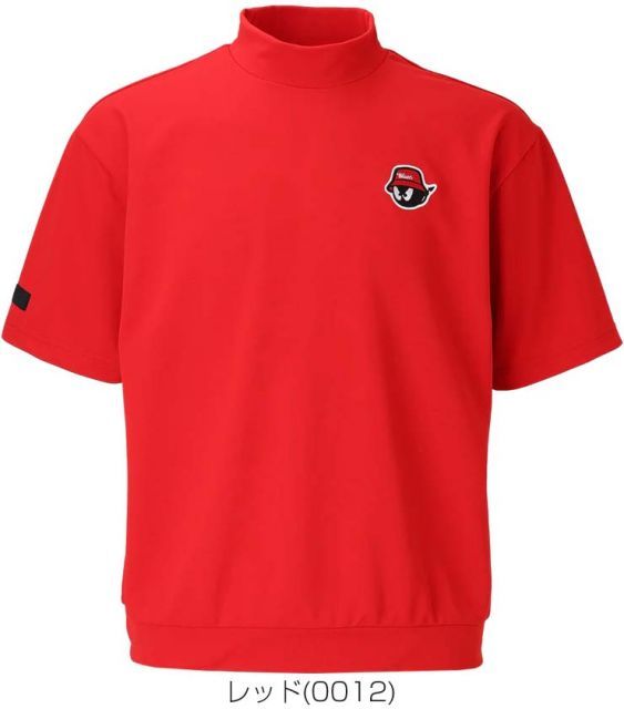 ☆未使用タグ付き☆ WAAC 半袖ネックシャツ 赤　ゴルフ　L WAAC サスティナブルピケ モックネック 半袖シャツ ゴルフウェア