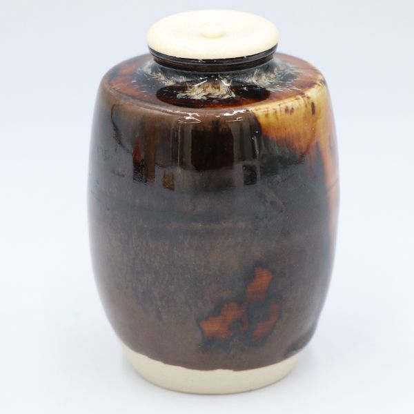 肩衝茶入 桶谷定一作 茶入れ 茶道具 ツボ 作家【ww】【中古