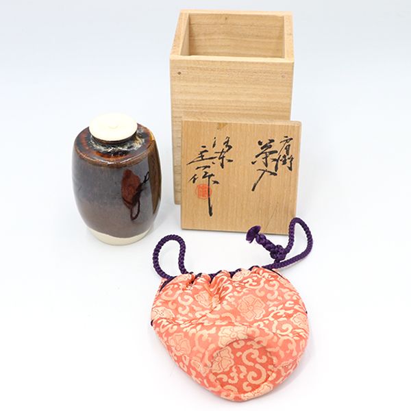 肩衝茶入 桶谷定一作 茶入れ 茶道具 ツボ 作家【ww】【中古