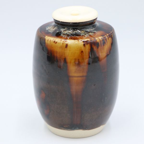 肩衝茶入 桶谷定一作 茶入れ 茶道具 ツボ 作家【ww】【中古