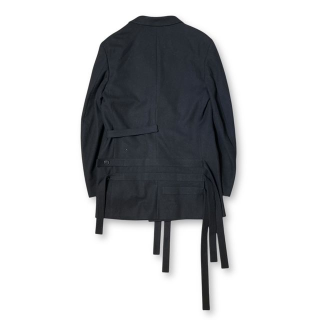 23AW YOHJI YAMAMOTO POUR HOMME HJ-J69-124 W-BELTED DOUBLE JACKET ブラック ヨウジヤマモトプールオム