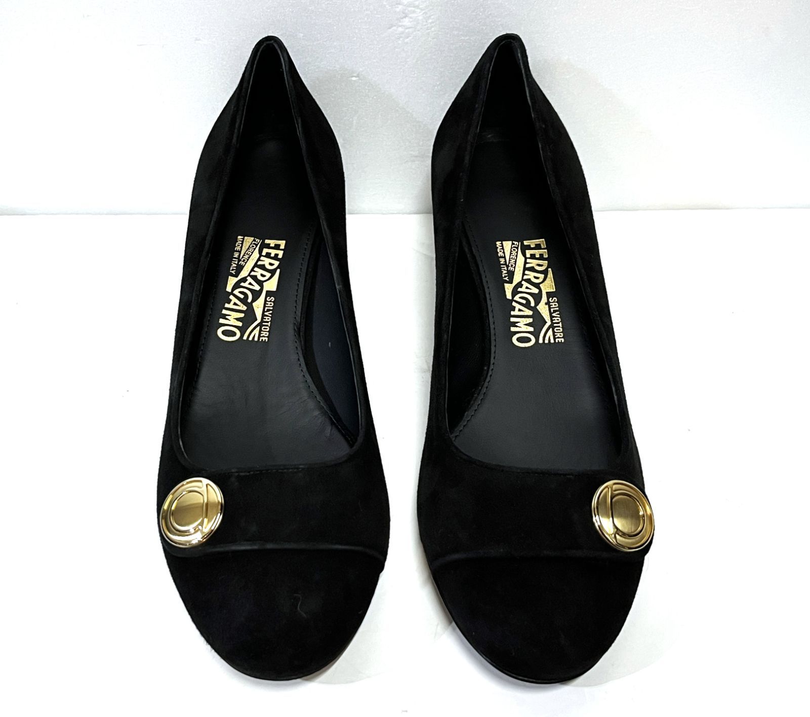 8.5 D 25.5 cm 4 Salvatore Ferragamo｜サルヴァトーレフェラガモ 太ヒール パンプス 靴