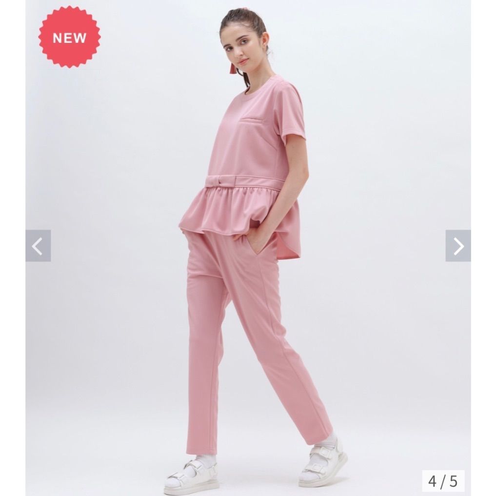 スクラブ上下セット医療ユニフォーム ピンク