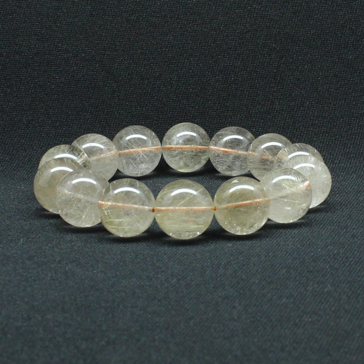 綺麗な金針 ゴールドルチル【約16-17mm大玉ブレス】一点物【GHB114