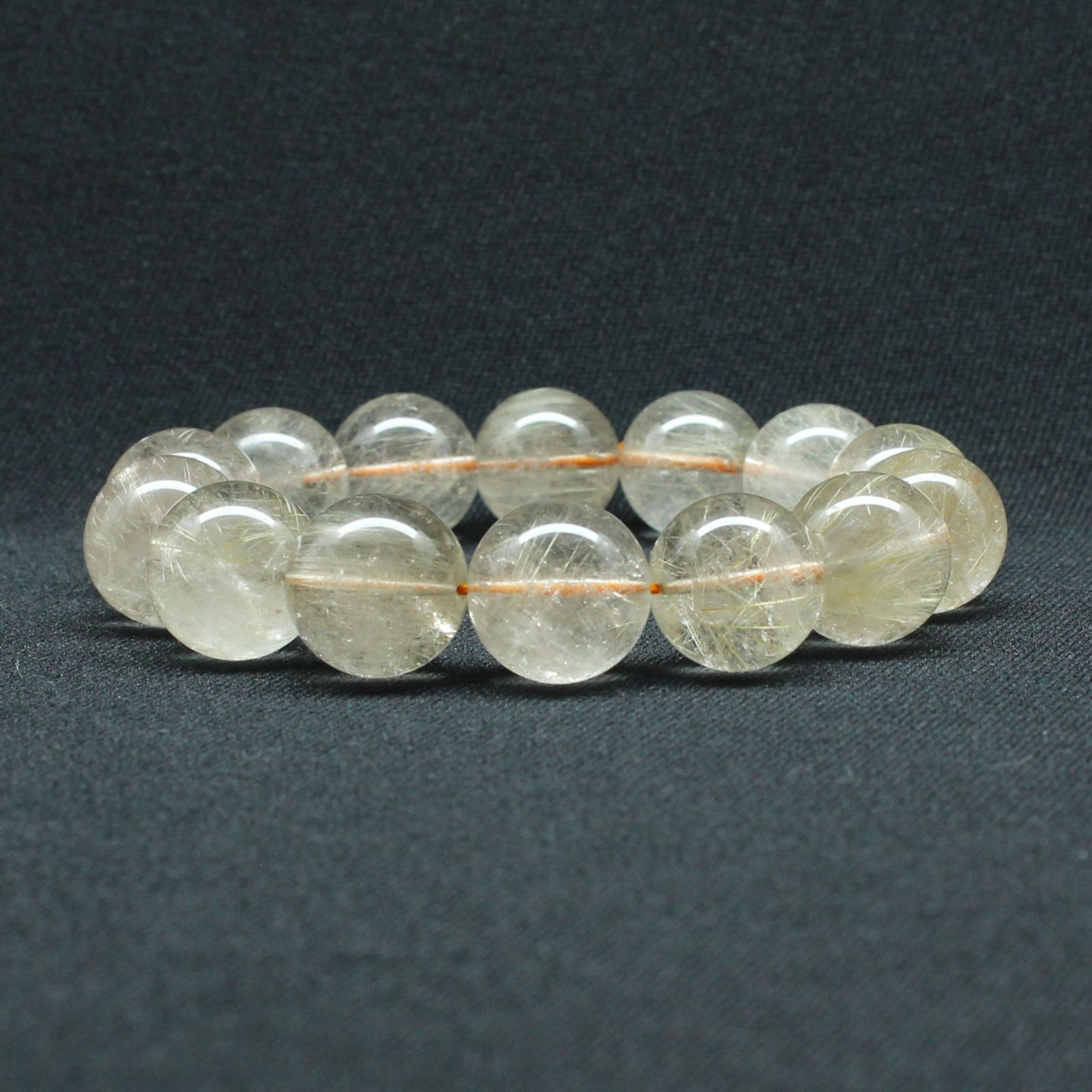 綺麗な金針 ゴールドルチル【約16-17mm大玉ブレス】一点物【GHB114