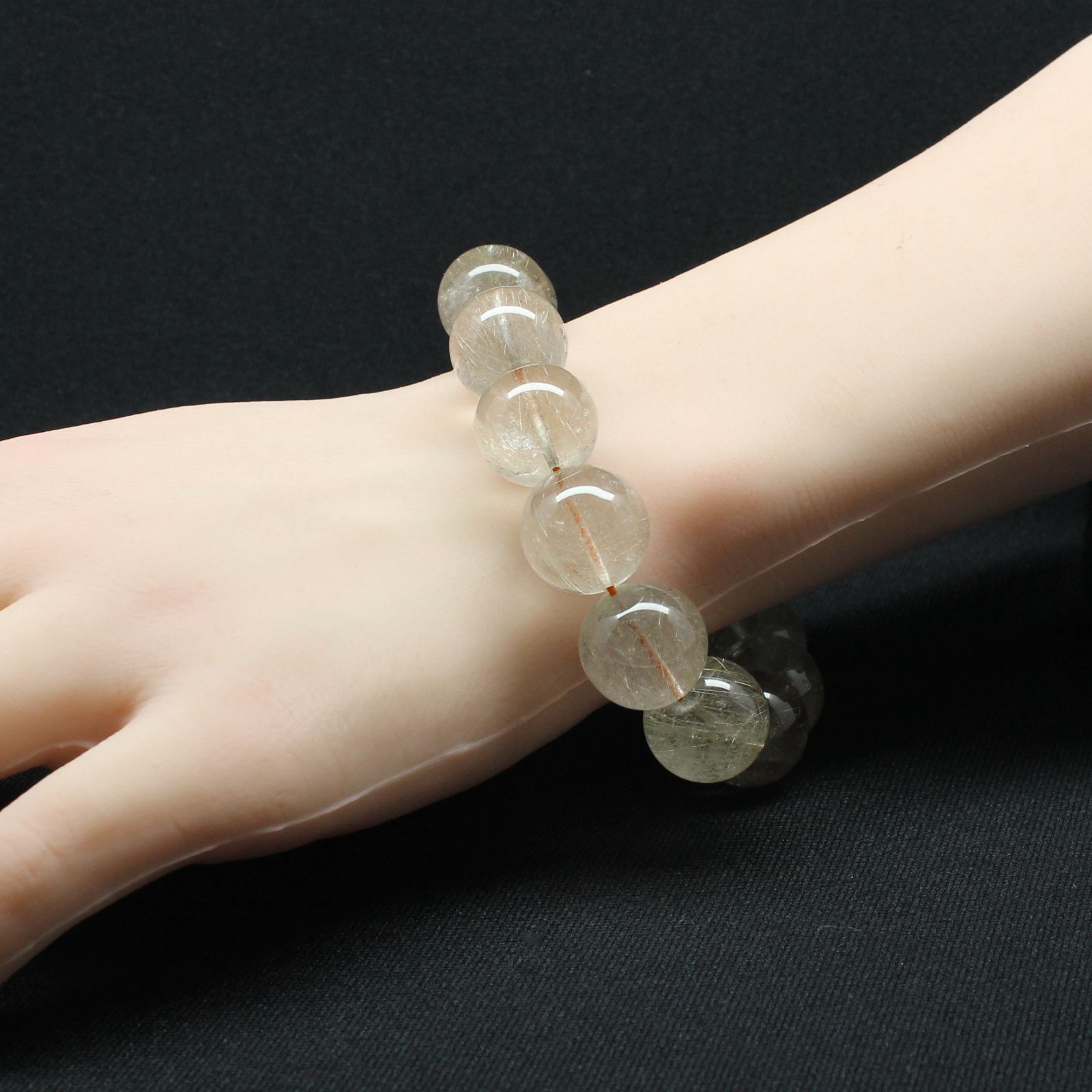 綺麗な金針 ゴールドルチル【約16-17mm大玉ブレス】一点物【GHB114