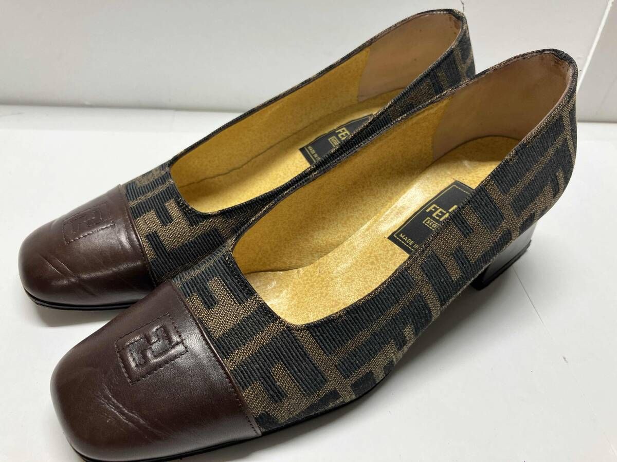 FENDI パンプス ズッカ柄 サイズ35 1 2 ブラウン ヒール高さ 約4.3 cm