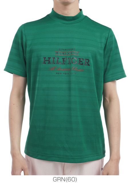 種類10：WHT(00)/3L トミーヒルフィガー フロントロゴ モックネック 半袖シャツ ゴルフウェア メンズ 2025年春夏モデル M-3L THMA520