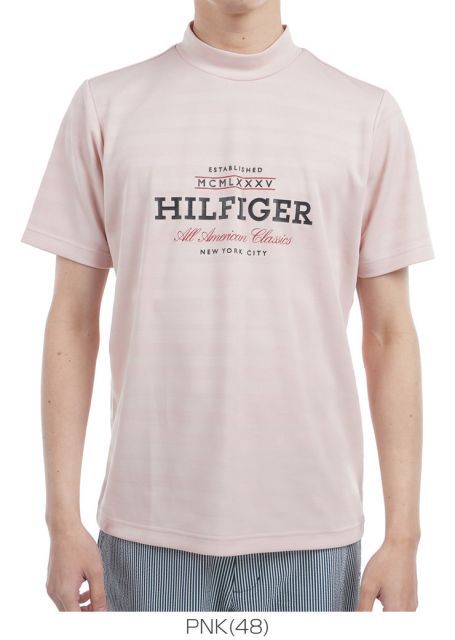 種類10：WHT(00)/3L トミーヒルフィガー フロントロゴ モックネック 半袖シャツ ゴルフウェア メンズ 2025年春夏モデル M-3L THMA520