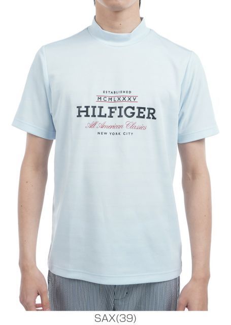 種類10：WHT(00)/3L トミーヒルフィガー フロントロゴ モックネック 半袖シャツ ゴルフウェア メンズ 2025年春夏モデル M-3L THMA520