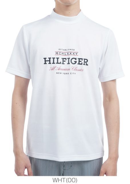 種類10：WHT(00)/3L トミーヒルフィガー フロントロゴ モックネック 半袖シャツ ゴルフウェア メンズ 2025年春夏モデル M-3L THMA520