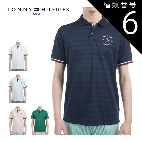 種類6：GRN(60)/3L トミーヒルフィガー サークルロゴ 半袖 ポロシャツ ゴルフウェア メンズ 2025年春夏モデル M-3L THMA518