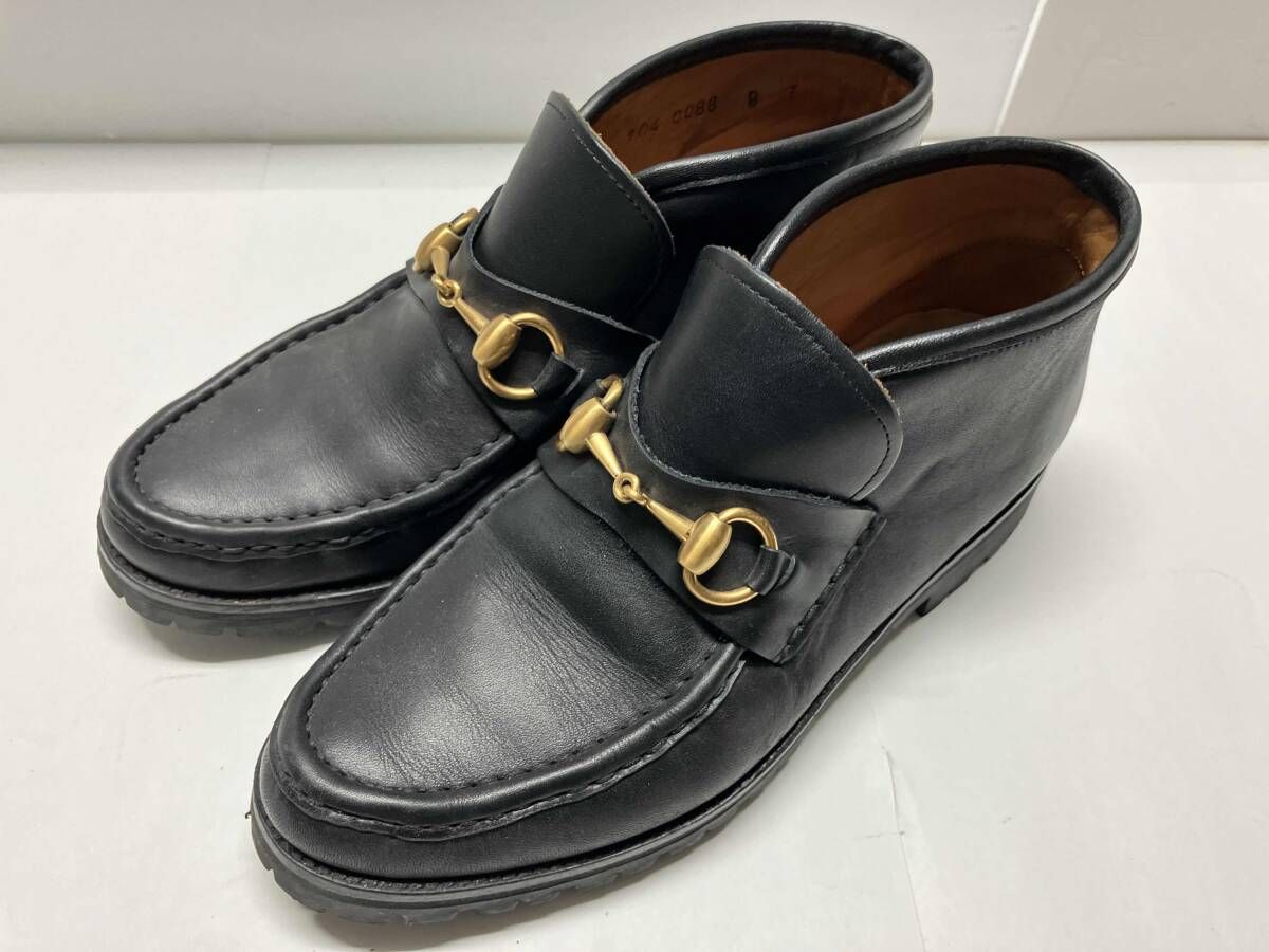 GUCCI ホースビット ローファー サイズ7 ブラック ゴールド金具 104 0088 B