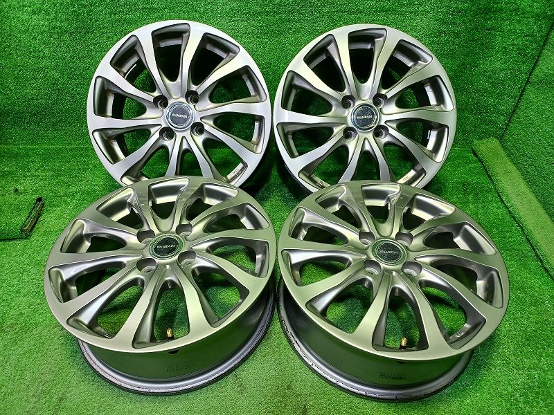 バルミナ ブリヂストン ｱｸｱ ﾉｰﾄ ﾌｨｯﾄ ホイール アルミ ガンメタ 15インチ 5 J 4穴 4本 100 42