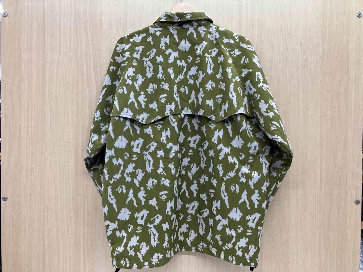 A BATHING APE ア ベイシング エイプ レインジャケット エイプカモ ベープ デジタルカモフラージュ デタッチャブル グリーン サイズM