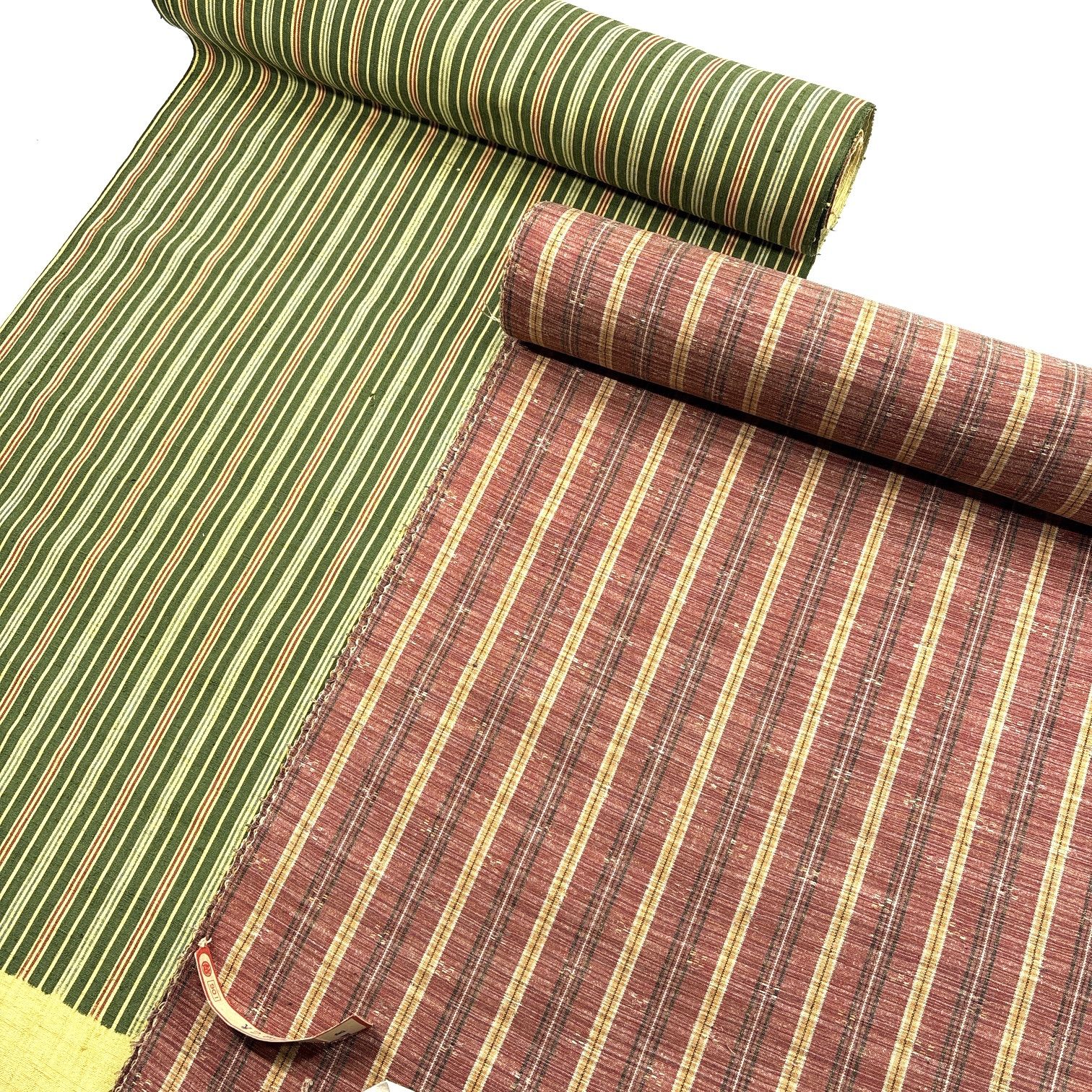 紬 反物 2本 正絹 着物まとめ売り 同梱購入歓迎 リメイク用 ストライプ