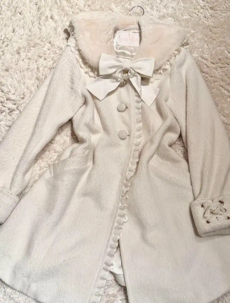 LIZ LISA リボン ファー コート アイボリー 姫ギャル ロングコート