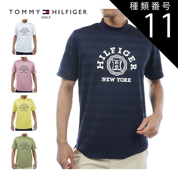 種類11：KHA(65)/M トミーヒルフィガー ゴルフ ウェア メンズ カレッジロゴ モックネック 半袖シャツ THMA437 M-XL