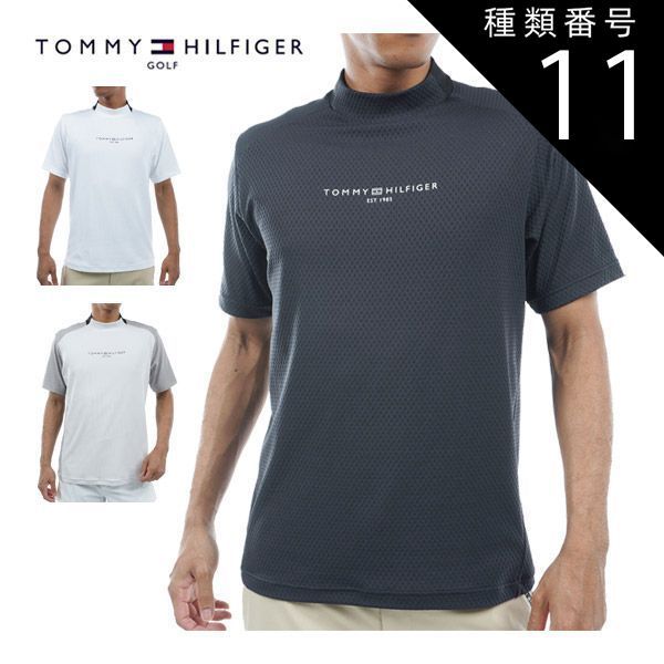 種類11：GRY(19)/XL トミーヒルフィガー ゴルフ ウェア メンズ リンクスジャガード モックネック 半袖シャツ THMA431 M-XL