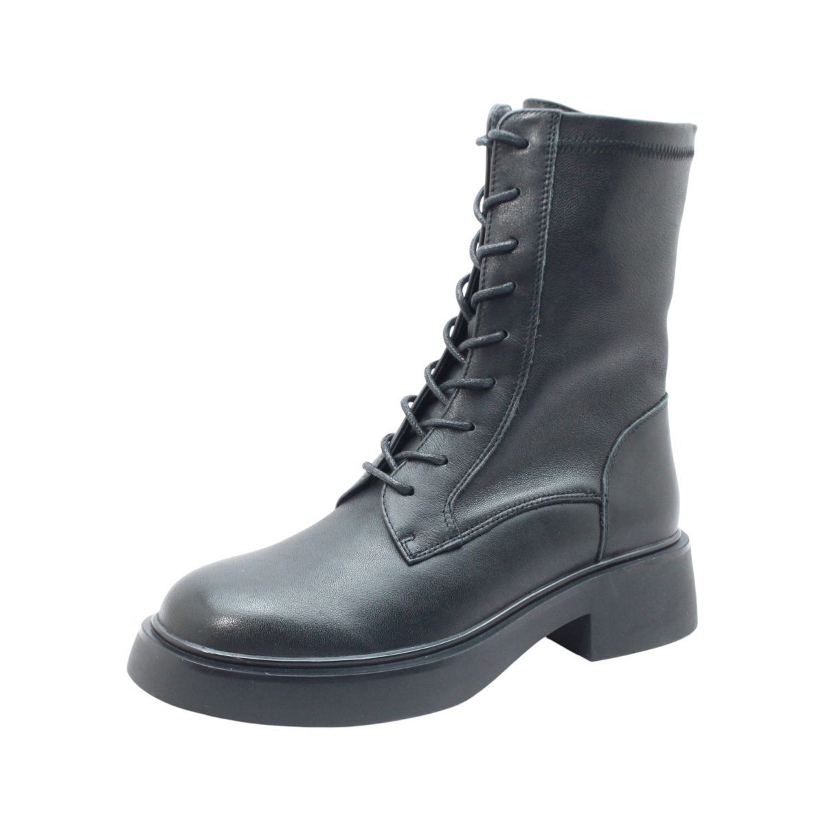 あしながおじさん 4810005 レディース レースアップ ブーツ ストレッチ 柔らかい 秋冬 本革 厚底 紐 靴