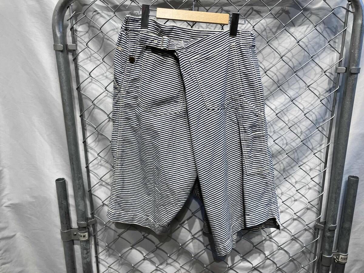 TRICOT COMME des GARCONS size M TK-P015 ヒッコリーハーフパンツ ボーダー ホワイト ブルー コムデギャルソン