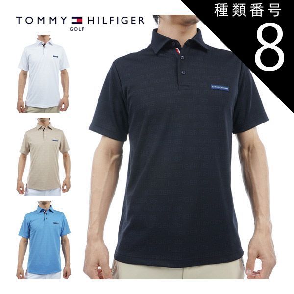 種類8：WHT(00)/L トミーヒルフィガー ゴルフ ウェア メンズ 凹凸ロゴジャガード 半袖 ポロシャツ THMA413 M-XL