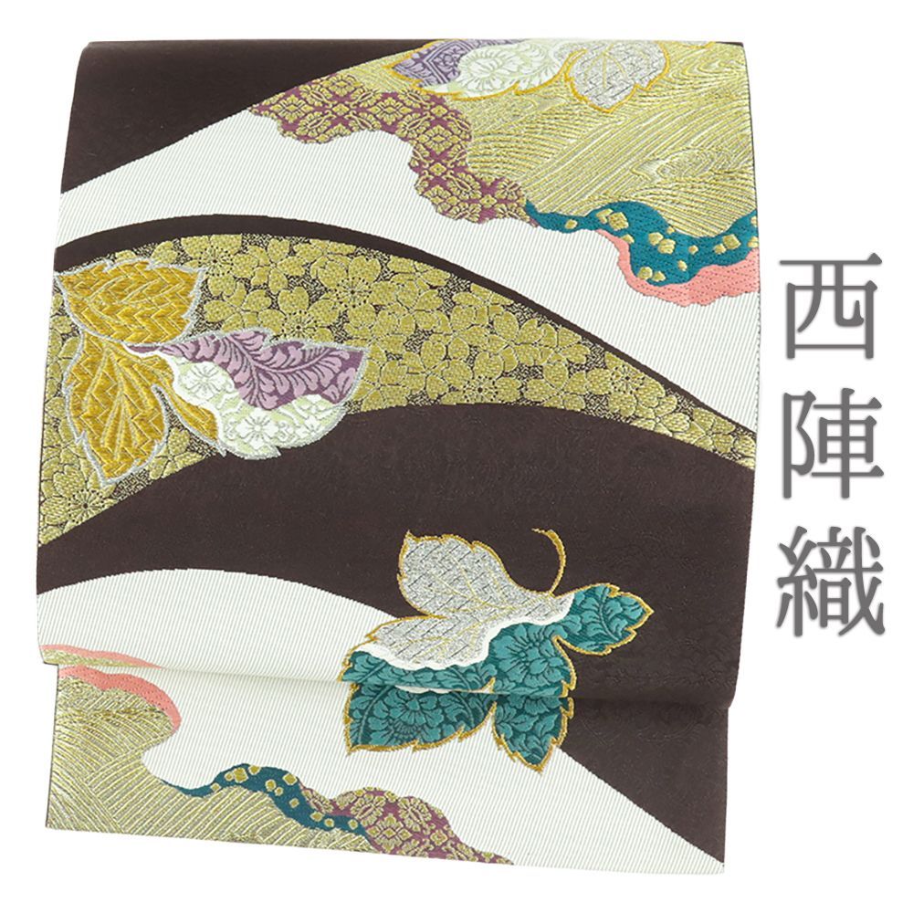 袋帯 正絹 紫 桜 牡丹 唐織 帯 礼装用 セミフォーマル 結婚式 金糸 銀糸 仕立て上がり 西陣織 六通 No i 6 2370