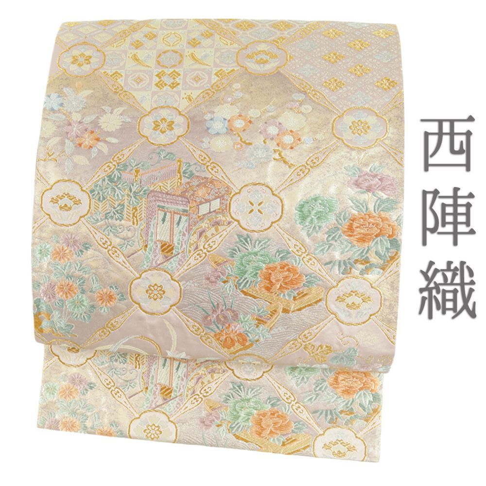 No.3【着物帯】クロード・モネ/睡蓮/水色 クロード・モネ 「睡蓮・朝