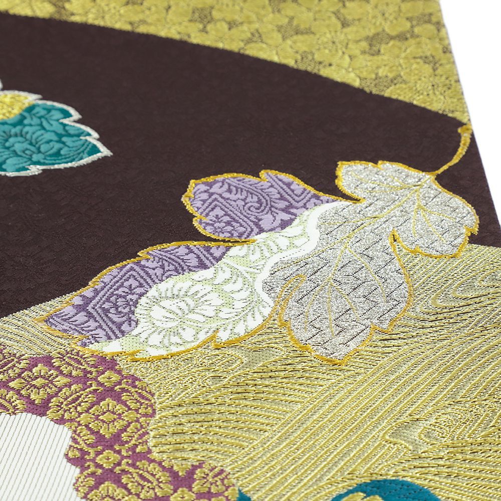  袋帯 正絹 紫 桜 牡丹 唐織 帯 礼装用 セミフォーマル 結婚式 金糸 銀糸 仕立て上がり 西陣織 六通 No.i 6-2370 袋帯 帯