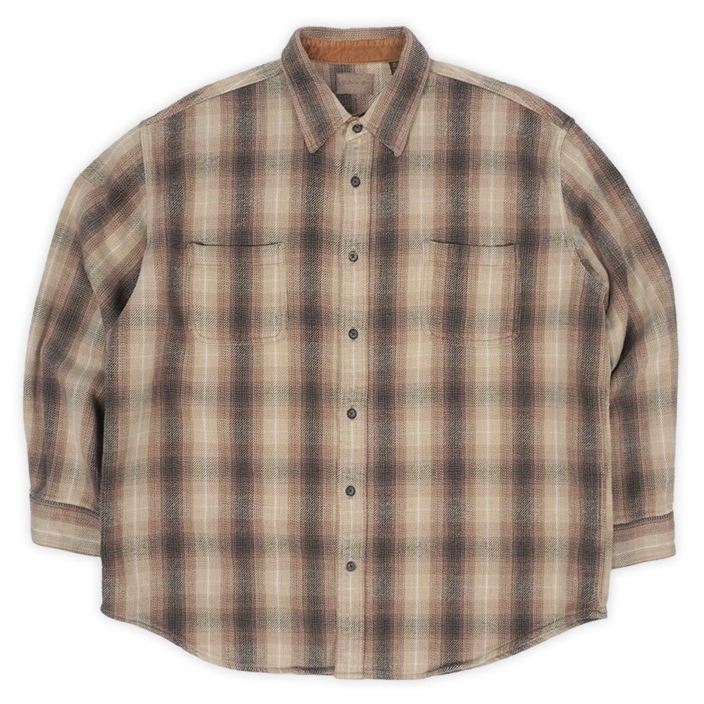 セントジョンズベイ ST JOHN S BAY 90s 90年代 ヘビーネルシャツ JCペニー アメカジ BIG MAC ビッグマック USA ヴィンテージ アメリカ 古着 メンズ ブラウン系 オンブレチェック柄 XXL