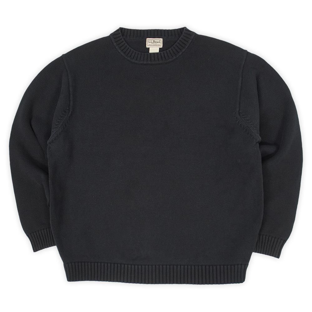 エルエルビーン L.L.Bean 00s 2000年代 コットンニット クルーネック 無地 アウトドア BLACK USA ヴィンテージ アメリカ 古着 メンズ ニット セーター ブラック 黒 L