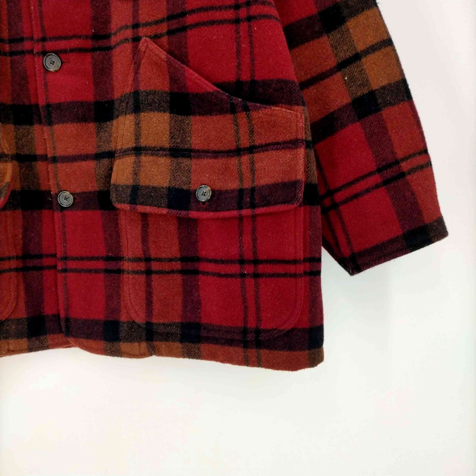 2025新作☆大人気！ トミーヒルフィガー TOMMY HILFIGER 90S 襟レザー ウール ナイロン ハンティング チェック ジャケット 裏地キルティング メンズ import XL