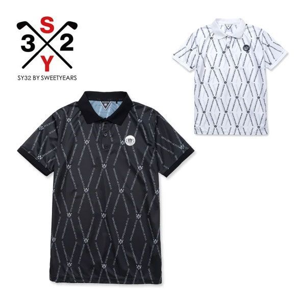 SY32 by SWEET YEARS メンズ ゴルフウェア ロゴランバス総柄 半袖