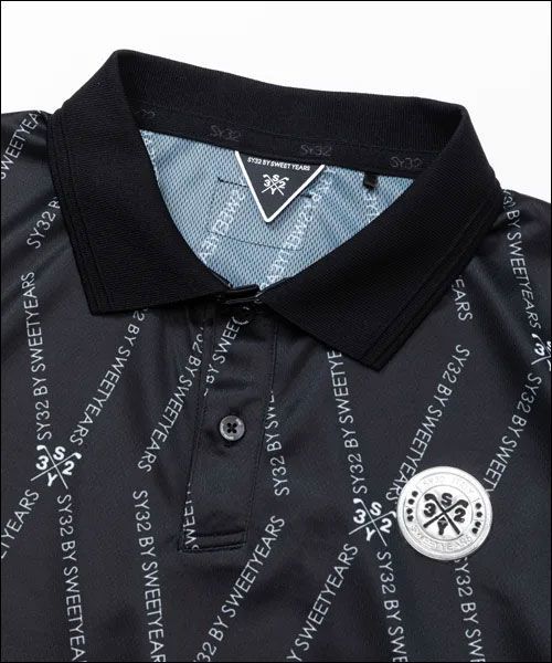SY32 by SWEET YEARS メンズ ゴルフウェア ロゴランバス総柄 半袖