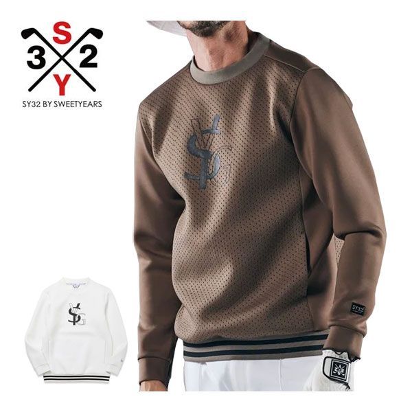 SY32 by SWEET YEARS ゴルフ パンチング クルーネック スウェット