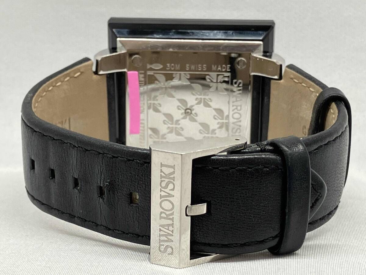 SWAROVSKI Rock n Light L.E. black スクエア 革ベルト ケース欠け 小傷 ケースサイズ約39.8mm MERCADOAVALIA_COM_BR