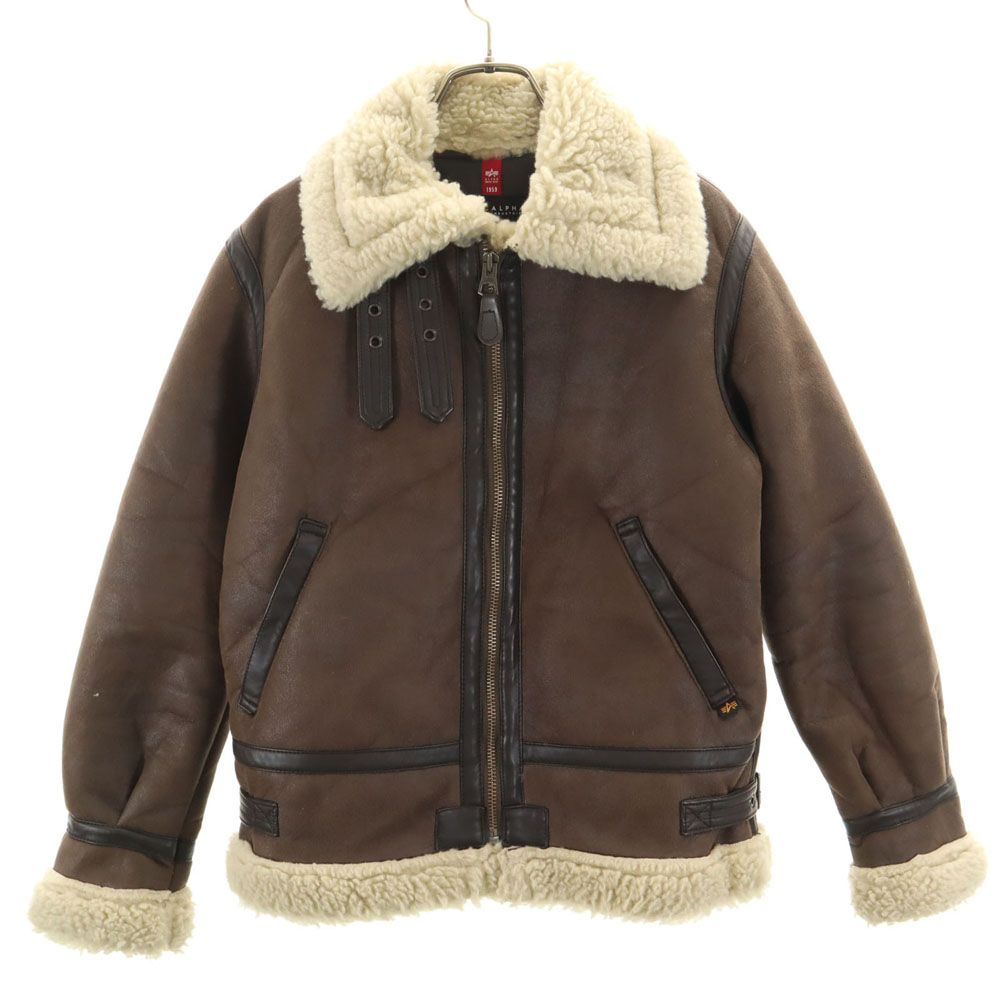 ALPHA INDUSTRIES INC アルファインダストリーズ B-3 フェイク ムートンジャケット S ブラウン ボマー フライト レディース 古着