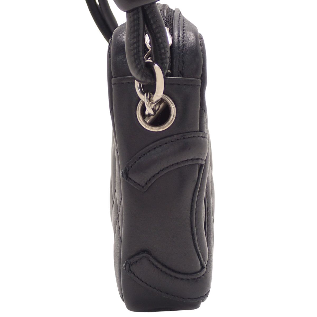  CHANEL シャネル カンボンライン マトラッセ ココマーク ハンドバッグ ショルダーバッグ 肩掛け ワンショルダー ポーチ ラムスキン ブラック黒 シルバー金具 A 25175 レディース アラモード ショルダーバッグ ショルダーバッグ