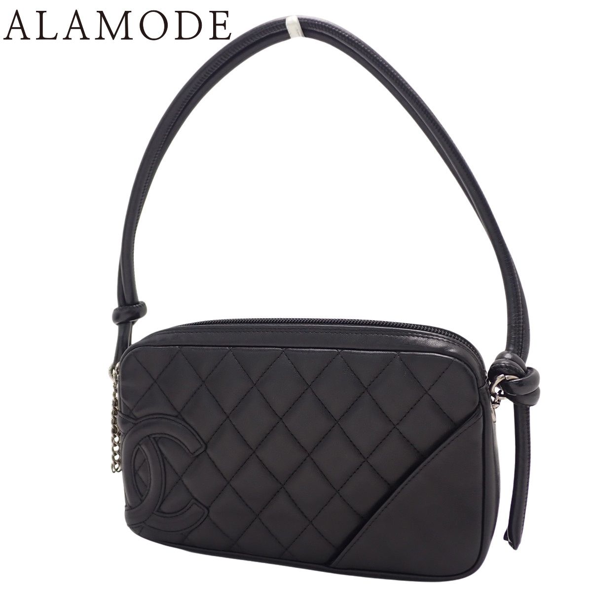 CHANEL シャネル カンボンライン マトラッセ ココマーク ハンドバッグ ショルダーバッグ 肩掛け ワンショルダー ポーチ ラムスキン ブラック黒 シルバー金具 A25175 レディース 40802148217 アラモード
