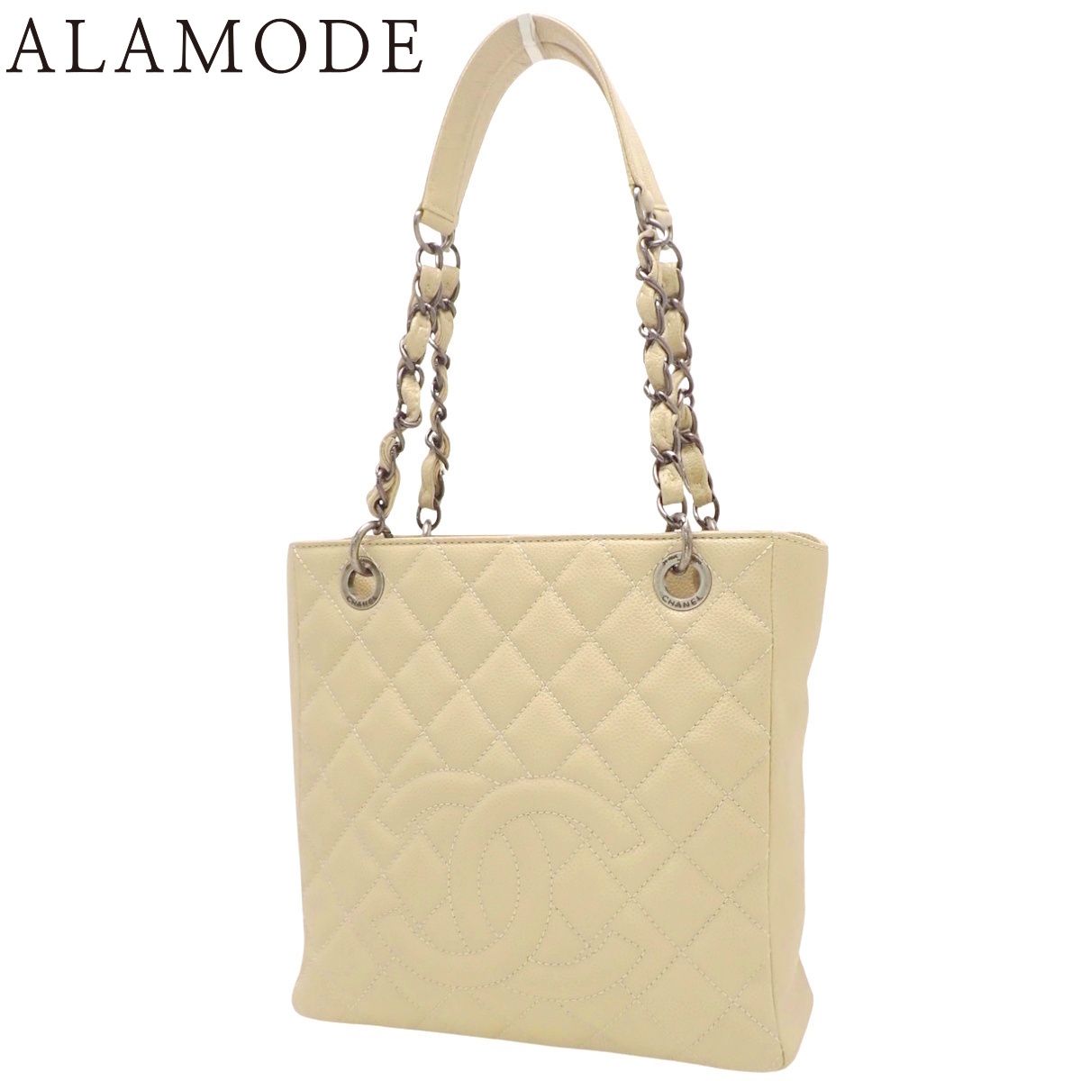 CHANEL シャネル マトラッセ PST バッグ トートバッグ チェーンショルダー 肩掛け キャビアスキン ベージュ ガンメタル金具 A20994 レディース 40802148748 アラモード