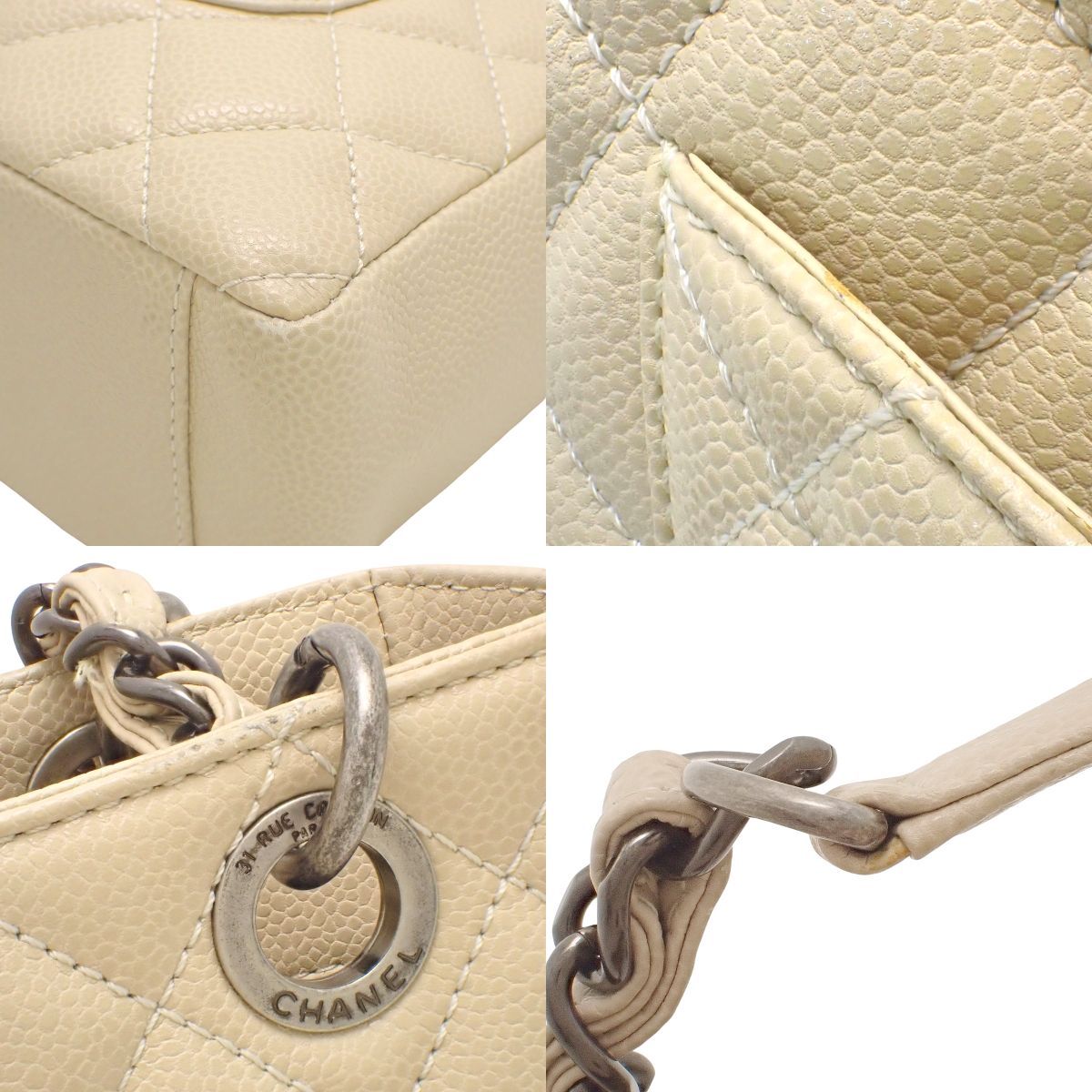  CHANEL シャネル マトラッセ PST バッグ トートバッグ チェーンショルダー 肩掛け キャビアスキン ベージュ ガンメタル金具 A 20994 レディース アラモード トートバッグ バッグ