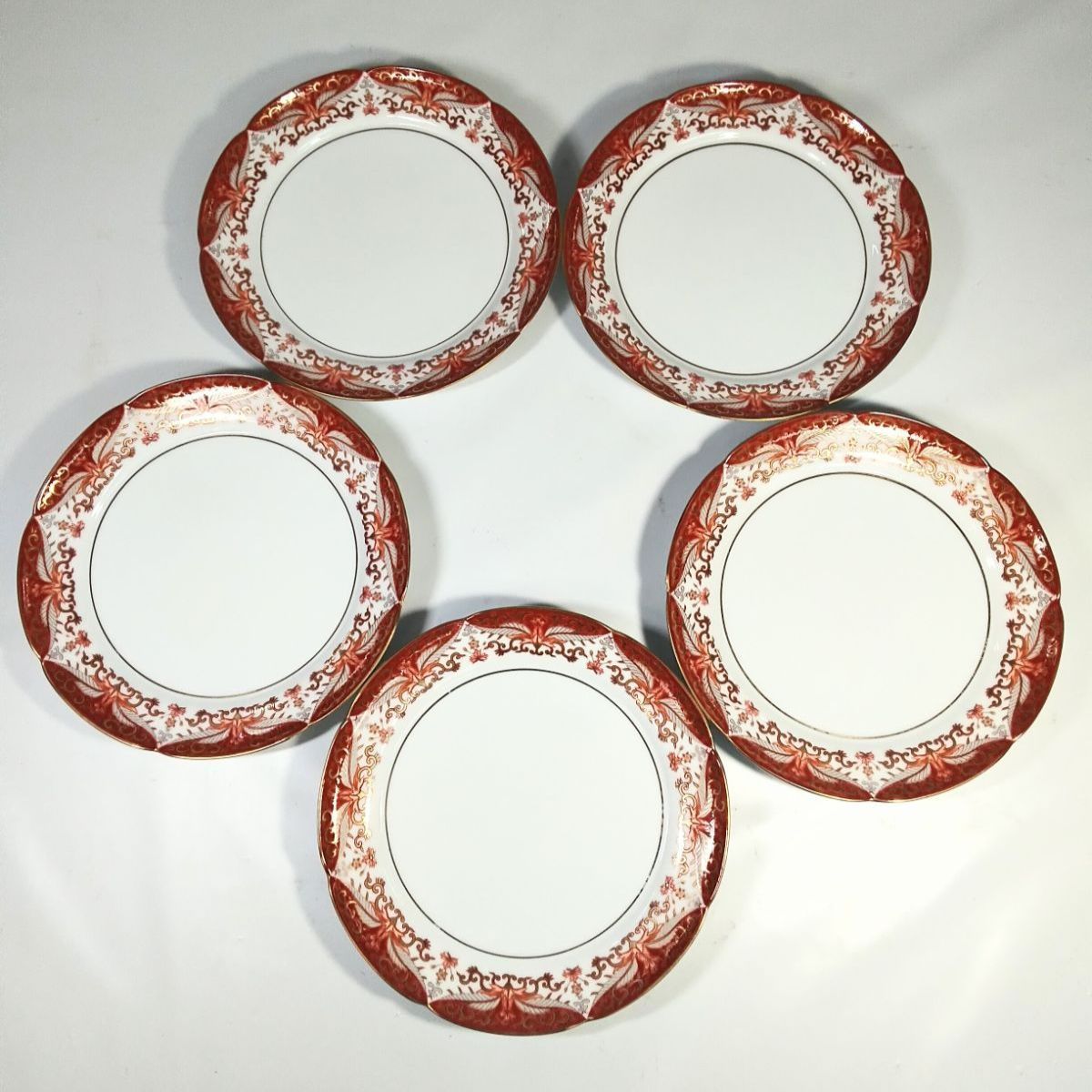 有田焼其泉作 赤濃金彩唐草 カップ＆ソーサー4客 中皿 約16cm 5枚 計9点セット NO 01051 WWW_OPDRERGINERDOGAN_COM