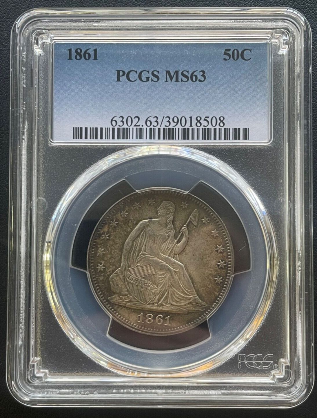 1861 P 50セント シーティングリバティハーフドル PCGS MS 63 南北戦争期
