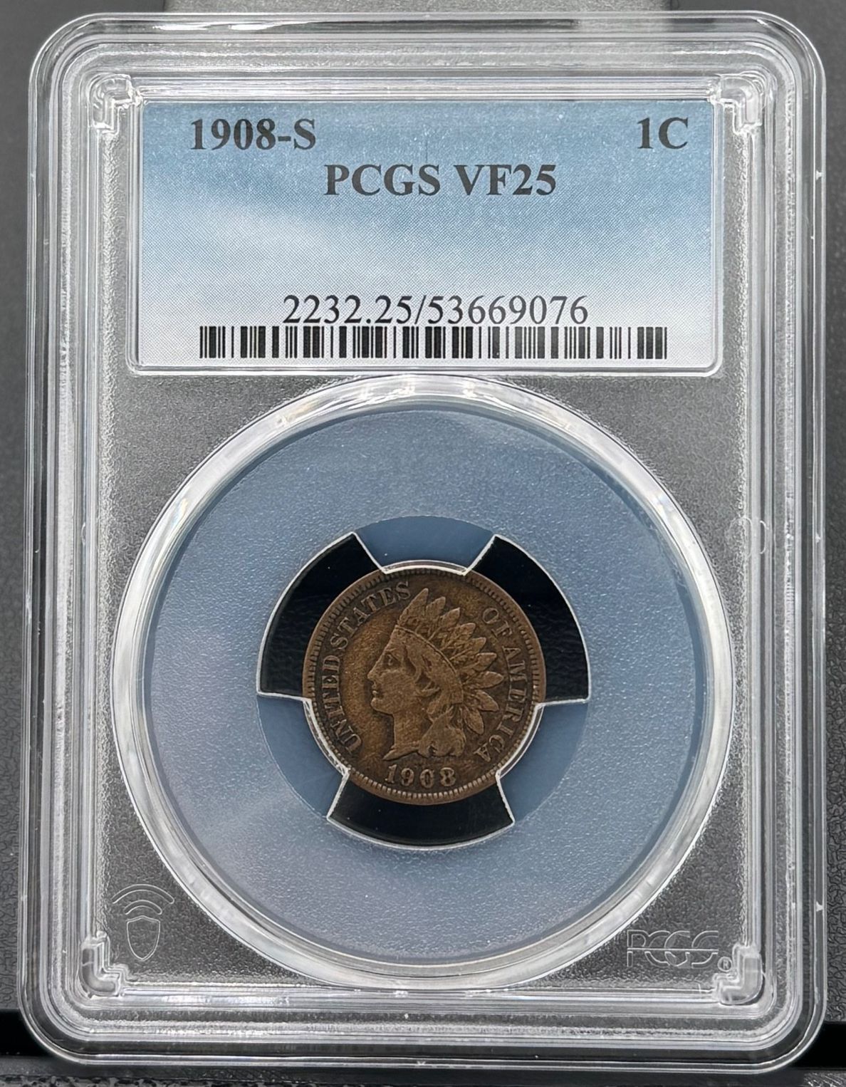 1908年 S インディアンヘッド PCGS VF 25 低鋳造枚数セミキーデート