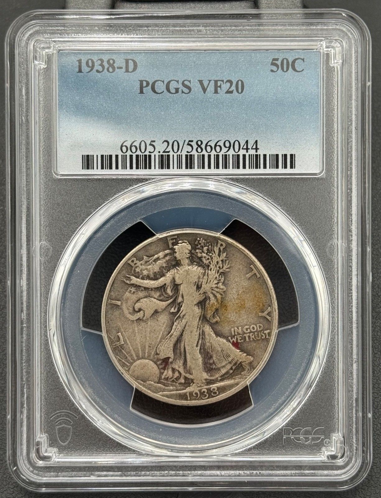 1938 D 50 C ウォーキング リバティ ハーフダラー PCGS VF 20 低鋳造キーデート