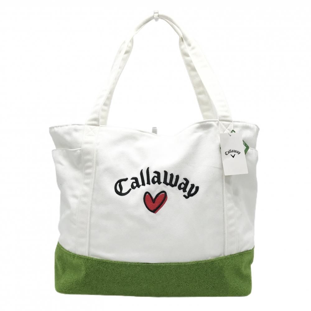 キャロウェイ ロッカーバッグ 白×グリーン ハート 芝生風 トートバッグゴルフ Callaway