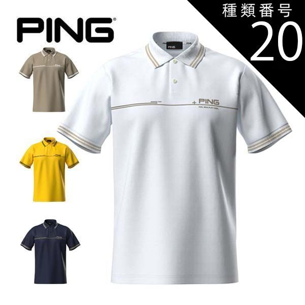 種類20：イエロー(060)/S ピン ネイティブライン バックロゴプリント 半袖 ポロシャツ ゴルフウェア メンズ 2025年春夏モデル S-3L 621-5160301