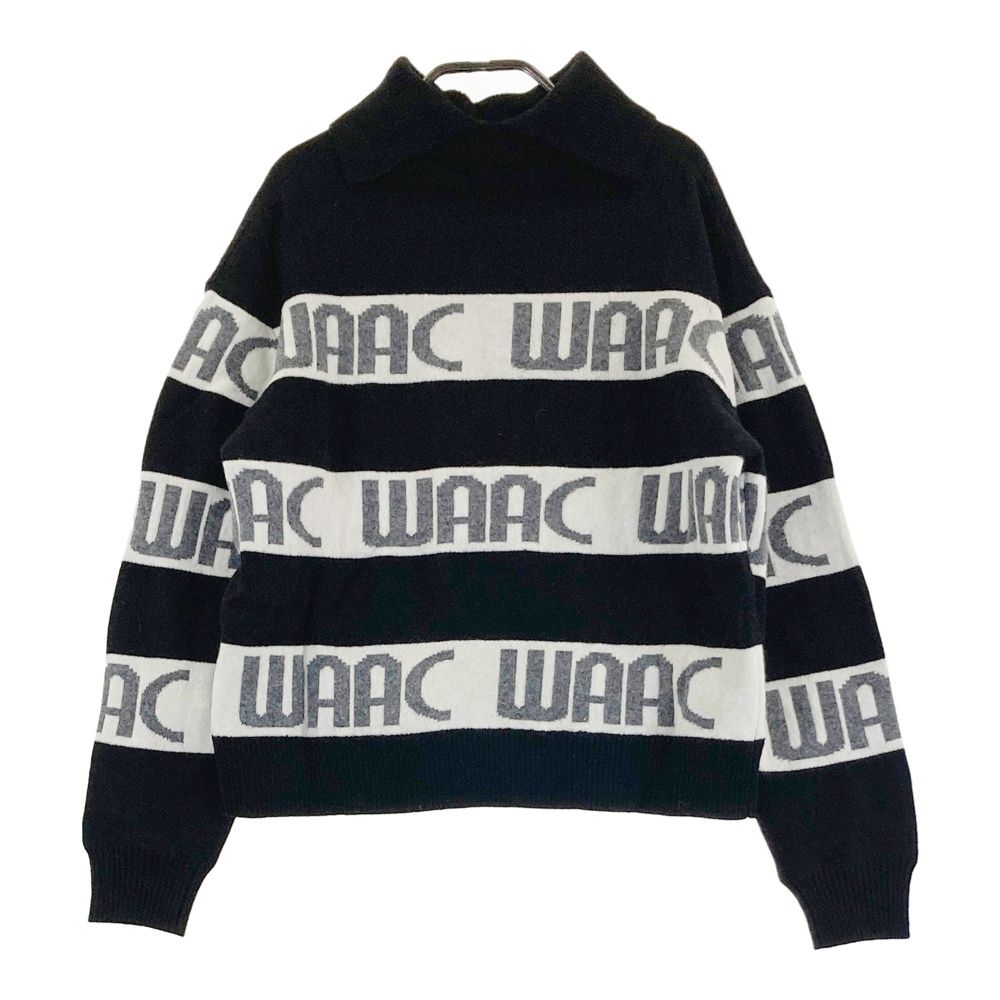 サイズ 1 WAAC ワック 裏地付 ニットセーター ブラック系 ゴルフウェア レディース ストスト